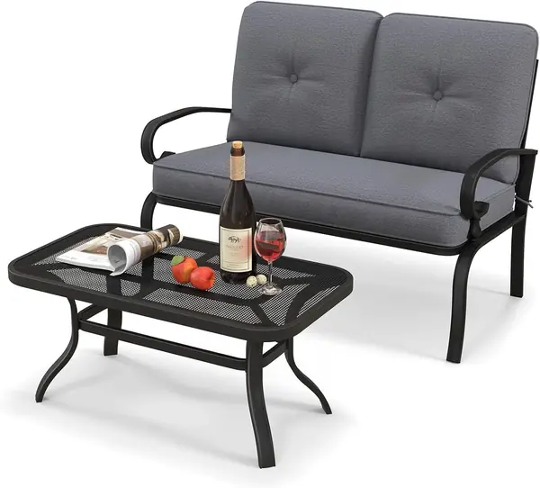 2-teiliges Sofa- und Tischset für den Außenbereich