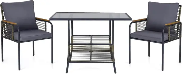 3 teiliges Gartenset aus PE-Rattan