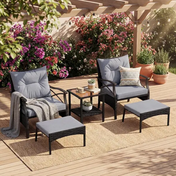5-teiliges Rattan Gartenmöbel Set