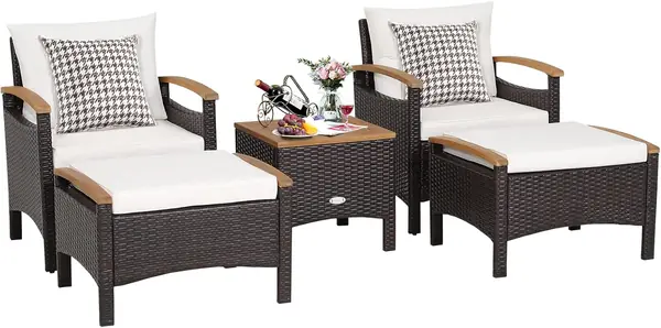5er Rattan Gartenmöbel Set