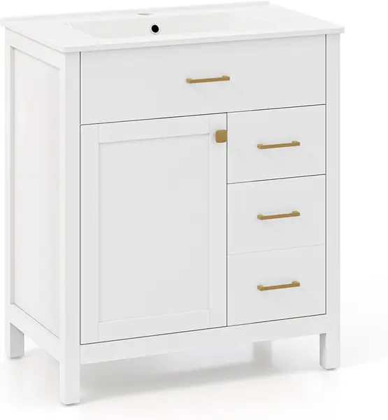 Badezimmerschrank mit Waschbecken aus Keramik