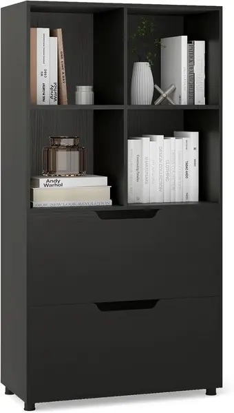 Bücherregal mit 4 Fächern & 2 Schubladen