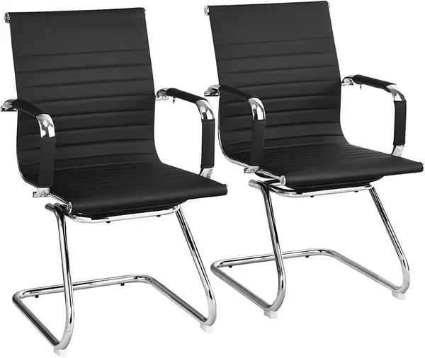 Freischwinger Stühle 2er Set – Schwarz