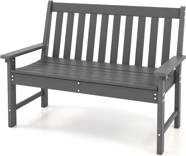 Gartenbank für 2 Personen – 132 x 65 x 91 cm (Grau)