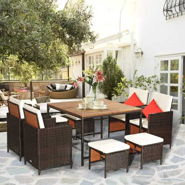 Rattan Lounge Möbel Outdoor 9er Set