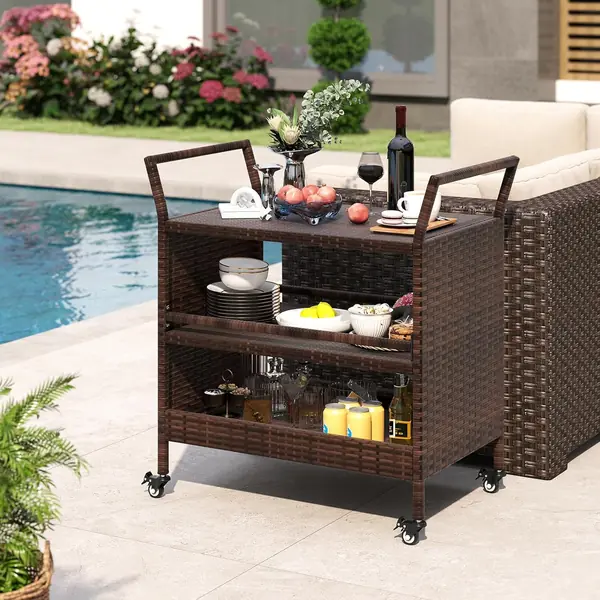 Servierwagen Outdoor Rattan